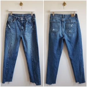 American Eagle Distressed Raw Hem Mom Jeans 4